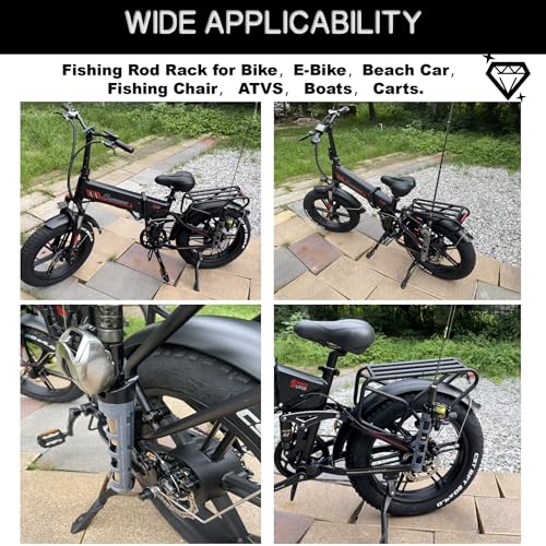Bike Fishing Rod Holder, Fishing Rod Holder for Bike , E-Bike Fishing Rod Holder, Easy to Install for Bicycles, E-Bikes, Motorcycles, Boats and ATVS, Gray