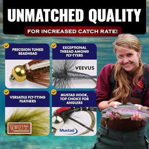 RoxStar Fly Shop Trophy Trout Top Wet & Dry Flies for Trout. Proven Nationwide to Catch Fish! Tied in-House Never Outsourced Fly Fishing Gift