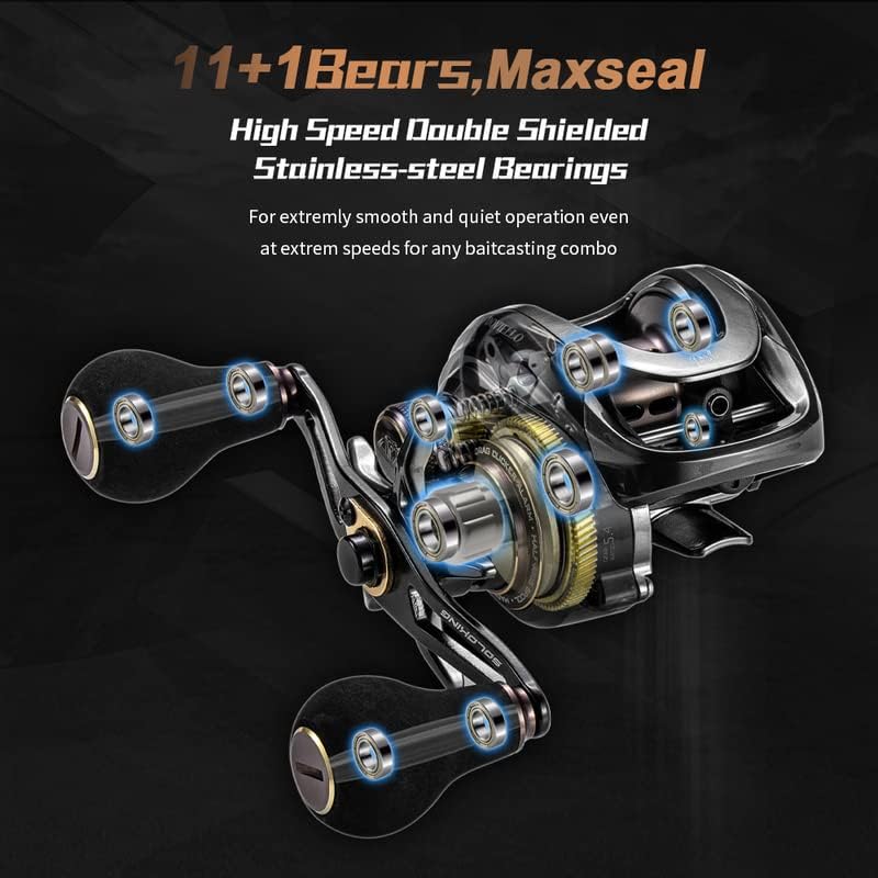 HIAW Pro Baitcasting Fishing Reel 11+1BB 7.2:1/5.4:1 High-Speed Gear Ratio,21LB Drag Power,Ultra Smooth, Compact Design,Durable and Long-Lasting - color: 7.2 Deep Spool Left Hand