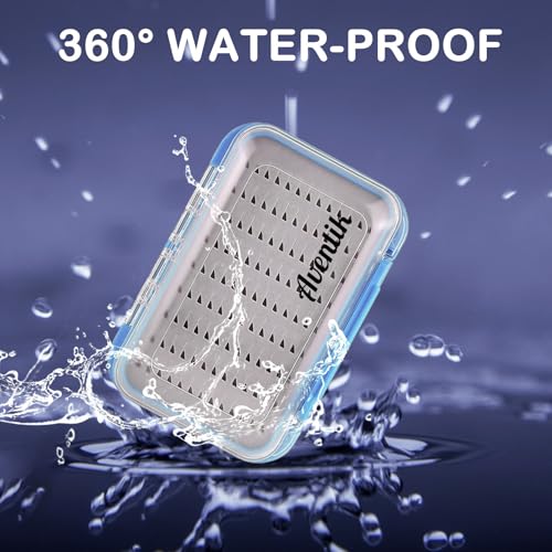 Aventik Waterproof Clear Fly Box Double Sides Floating Lightweight Fly Fishing Case Large Capacity Grip Foam Nymph Wet Dry Flies Lure Box(H18 Blue, SIZE B:6.08X4X1.6inch) - color: Blue, size: SIZE B:6.08X4X1.6inch