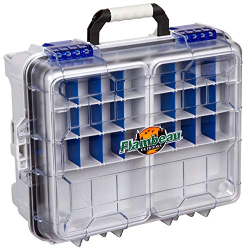 Flambeau Outdoors 3000WPBC Tackle Box - HD Waterproof Tackle Satchel System, Includes 2 Removable WP3012 Ultimate Waterproof Tuff Tainers, Floating Satchel, Fishing Tackle and Gear Storage, Gray/Clear - size: 3000 Series, style: With Base Cage