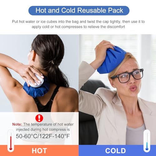 11" Large Ice Bag Pack with Wrap for Injuries, Upgrade Reusable Ice Packs, Effective Hot/Cold Therapy for Migraine, Shoulder, Neck, Knee Pain, No-Leak & Waterproof, Blue - color: Blue - 11 in + Wrap
