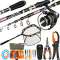 PLUSINNO Fishing Gear,Full Fishing Pole kit Include Fishing Rod and Reel Combo, Tackle Box with Fishing Lures, Fishing Accessories, Fishing Pliers,Fishing Gifts for Men with Fishing Tool Kit - style: Orange Fishing Combo With Fishing Net