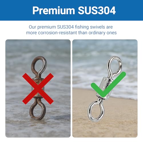 QISHUO High Strength Fishing Swivel Saltwater Heavy Duty Barrel Swivel Snap Stainless Steel Swivels Fishing Connect SUS304 - size: Size #2/0 (551lb) 25pcs