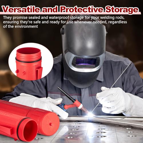 Zonon 2 Pcs Welding Rod Storage Tube 14 Inch Stick Electrode Storage Container Airproof Waterproof Canister (holds 350mm / 13.7in Rods)(Red) - color: Red