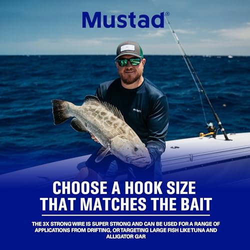 Mustad Ringed Demon Offset Circle 4X Strong - Designed to Perform Flawlessly Featuring Kirbed Hook -Black Nickel - size: Size 3/0 - Pack of 6