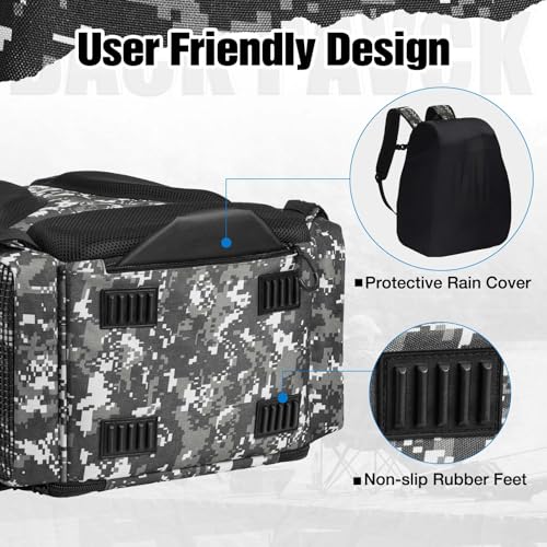 Piscifun Fishing Tackle Backpack with Rod Holders & 4 Tackle Boxes, 42L Outdoor Fishing Bag with Waterproof Rain Cover - color: Camouflage
