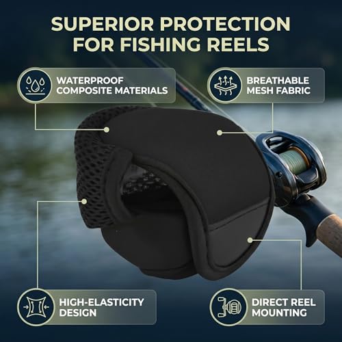 Baitcast Reels Cover Case, Elastic Nylon & Neoprene Materials Breathable Baitcasting Reel Protector Soft Protective Cover Bag for Fishing Wheels - color: Black