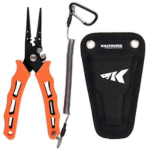 KastKing Cutthroat 7 inch Fishing Split Ring Pliers, 420 Stainless Steel Fishing Tools, Saltwater Resistant Fishing Gear, Tungsten Carbide Cutters - color: Orange, size: 7" Straight Nose