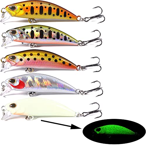 Jerkbait Fishing Lures Jerk Baits for Bass Fishing Jerk Bait Minnow Lures with Tackle Box for Freshwater Saltwater,10pcs - color: B-2in/0.18oz-10pcs
