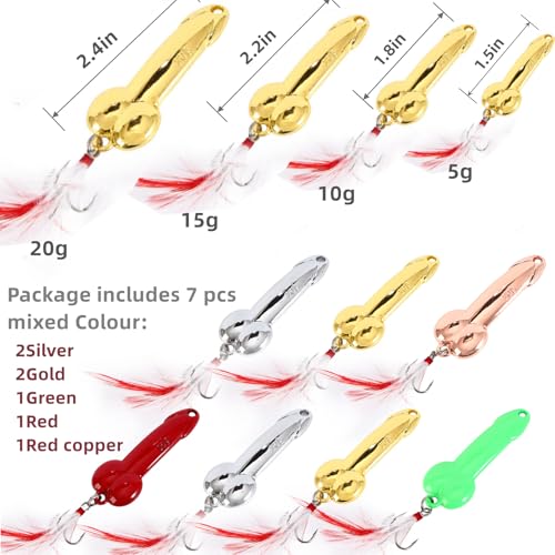 Topwater Fishing Lures Bait Kit, Mixed Size (5g/10g/15g/20g) Bass Fishing Lure with Custom Made Trebles Hooks, Silver/Gold/Green/Red/Red Copper Mixed Colours - color: 10g