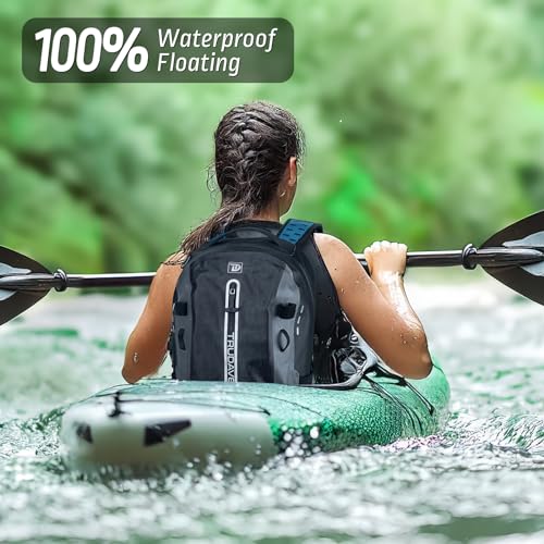 Trudave Waterproof Backpack, Waterproof Submersible Backpack, Floating TPU Coated Dry Bag with Airtight Zipper for Kayak, Fishing, Boating, Hiking, Black (20L) - color: Black, size: 20L