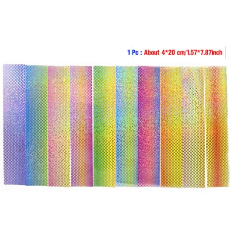 Holographic Fish Scale Lure Film, 10 Pieces, Multicolor Fishing Lure Stickers for DIY Hard Bait Making
