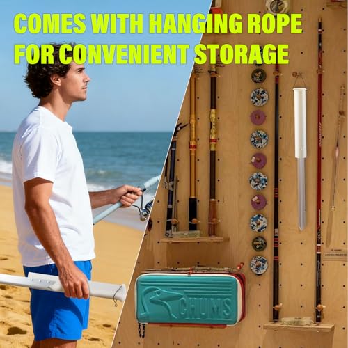 Dr.Fish Sand Spikes PVC Aluminum Surf Fishing Rod Holder, Beach Fishing Rod Holder, Portable Pole Holder Saltwater & Freshwater Shore Use River Bank - size: 28"-2 Pieces