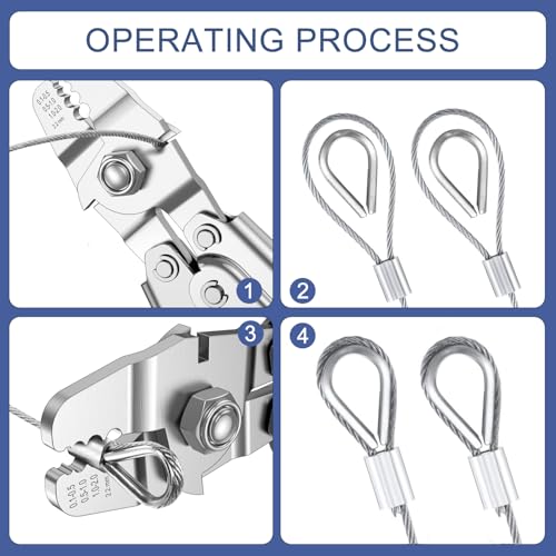 100ft Wire Rope Crimping Tool Kit, Fishing Crimping Tool With 304 Stainless Steel Cable 7x7 Strand Core(1.5mm), 200Pcs 1/16''Aluminum Crimp Loop Sleeves And 20Pcs Wire Rope Stainless Steel Thimble - color: Cable Crimper, 100ft Stainless Steel Cable, 200pc