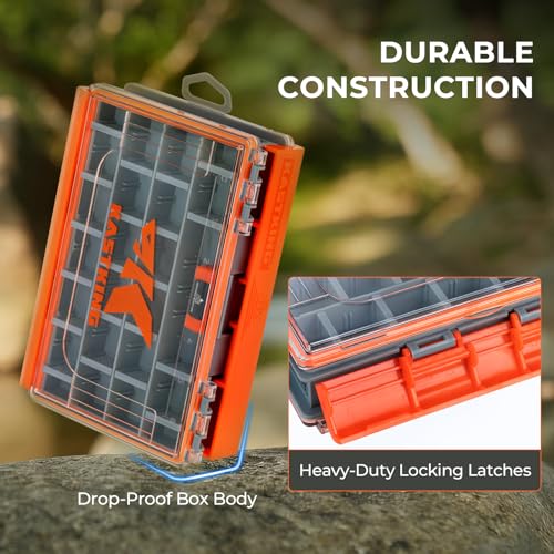 KastKing HyperSeal 3500 Double-Sided Waterproof Fishing Tackle Box – Adjustable Dividers, EVA Foam Jig Storage, Lure & Terminal Tackle Organizer,2 Pack - color: Orange, size: 3500(2 Pack)