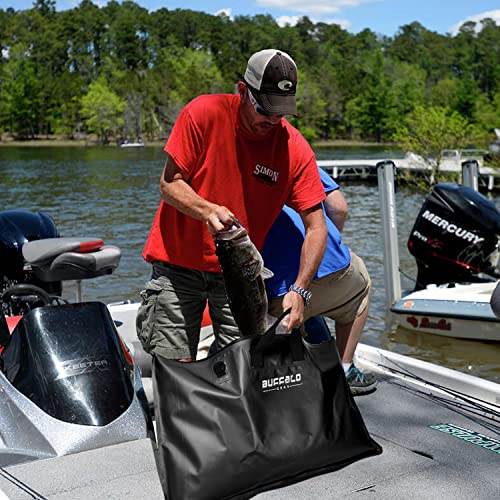 Buffalo Gear Fish Tournament Weigh in Bag for Bass Fishing, Heavy Duty Fish Bag for Caught Fish Waterproof,Leakproof,Puncture Resistant - color: Black-32×19.7in Upgraded