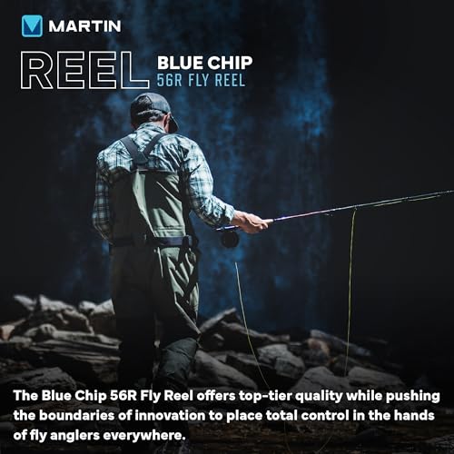 Martin Blue Chip 56R Fly Reel, 3 to 5-Weight, CNC Machined Aluminum Frame, Dual Click and Pawl System, 20 Pound-Test Backing, Black