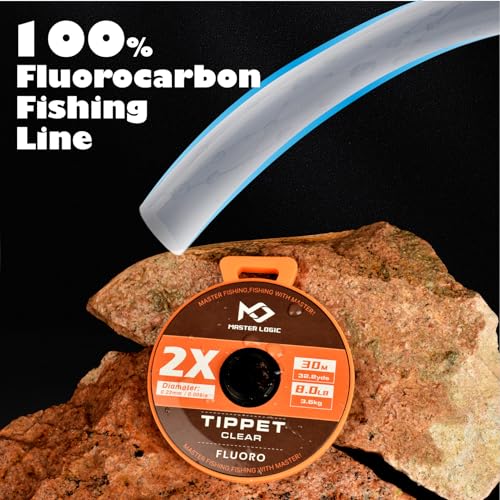 Fly Fishing Tippet Leaders Line with Holder and Silicone Tenders 32/55 Yard Spools, 2X-6X Tippets Clear - color: Fluorocarbon Tippet Line, size: 2X+3X+4X+5X+6X-30M-32Yds