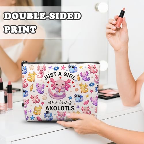 Axolotl Makeup Bag, Gifts For Axolotl Lovers, Axolotls Makeup Pouch, Axolotls Travel Toiletry Bag With Zipper, Birthday Anniversary Christmas Gifts For Mom Sister, Travel Toiletry Bag - color: Axolotl Lovers