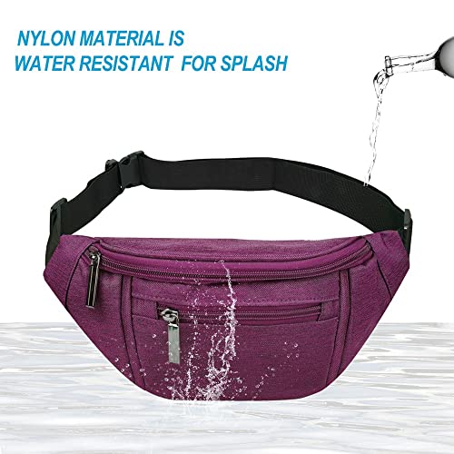 AIKENDO Crossbody Fanny Pack for Women Fashionable,Fashion Waist Bag Purse | Belt Bag for Travel Walking Running Hiking Cycling, Adjustable Lightweight Hip Pack, Easy Carry Any Phone,Wallet(Purple) - color: Purple
