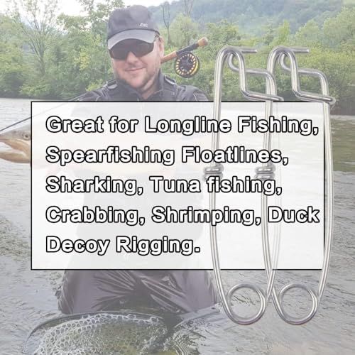 Longline Fishing Snap Clips 6PCS Stainless Steel Strong Long Line Clips Branch Hanger Floatline Tuna Clips Fishing Tackle Connector 4in 5in 6in - size: 6inch-6pcs