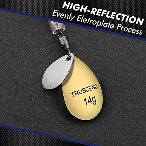 TRUSCEND Swim or Jig Fishing Spinner Baits for Freshwater and Saltwater, Rooster Tail Fishing Lures for Trout Bass Walleye Crappie Salmon Pike, Blade Bait with Copper Blade - color: B-2.6"-1/2oz
