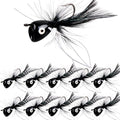 Fly Fishing Popper Lures Kit,Bass Poppers Flies Dry Fly Fishing Flies Panfish Bluegill Popper Bait Bug with Hooks for Freshwater - color: Black-10pcs