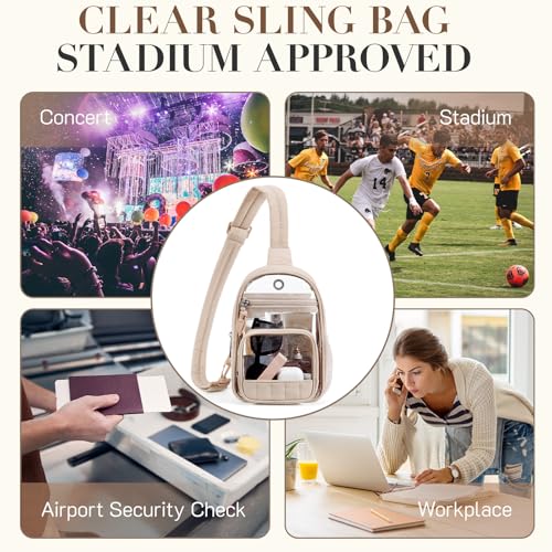 Missnine Clear Bag for Stadium Events Puffy Quilted Crossbody Purse PVC Sling Backpack for Sport Concert with Side Pocket - color: F-black[quilted Design]