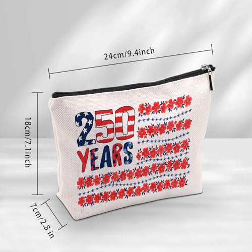 Patriotic Makeup Bag, American 250th Gifts For Women, American 250th Anniversary Makeup Pouch, Travel Toiletry Bag With Zipper, Patriotic Bag Gifts For Women, Travel Toiletry Bag - color: 250th
