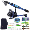 Sougayilang Fishing Rod and Reel Set Carbon Fiber Telescopic Fishing Rod 12+1BB Spinning Reel with Carry Case for Saltwater Freshwater - color: blue, size: 7.87 ft - 3000