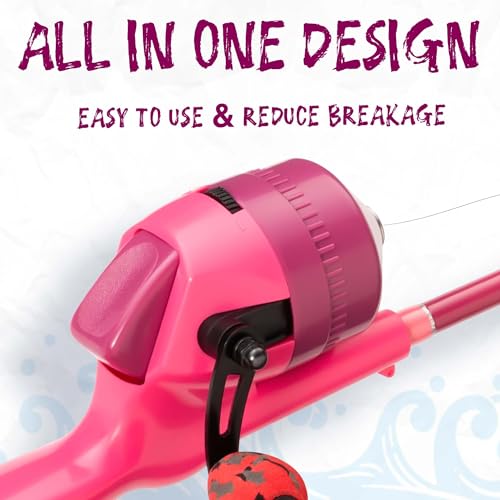 Kids Fishing Pole, Telescopic Fishing Rod, Toddler Collapsible Fishing Rod and Reel Combo with Tackle Box, Fishing Line, Bobber, and Soft Lures for Boy, Girl, Youth, Beginner, Over 4 Years Old - color: blue+pink