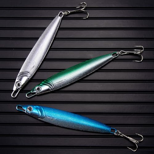 Dr.Fish Fishing Jigs Jigging Spoon Saltwater Fishing Lure Casting Metal Spoon Surf Fishing Mackerel Striper Lures Stinger Bluefish Vertical Diamond Jig - color: Silver, size: 1/2oz-3 Pieces