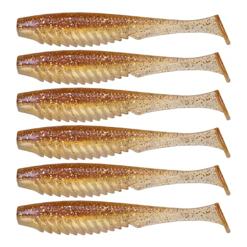 6th Sense – Party Paddle 4.3" – Saltwater Swimbait – Inshore Fishing – Redfish/Trout/Snook – Paddle Tail Soft Plastic - color: Live Croaker