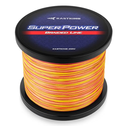 KastKing SuperPower Braided Fishing Line - Abrasion Resistant Braided Lines – Incredible Superline – Zero Stretch – Smaller Diameter – A Must-Have! - color: X4-Orange Camo, size: 30LB(150 Yds)