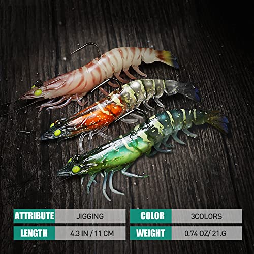 TRUSCEND Duramax Pre-Rigged Fishing Lures with BKK Jig Hooks, Easy Catch 10X Tear-Resistant TPE Soft Swimbaits for Bass Trout Crappie Walleye Redfish Grouper, Fishing Bait for Saltwater and Freshwater - color: A3-4.3"-0.75oz