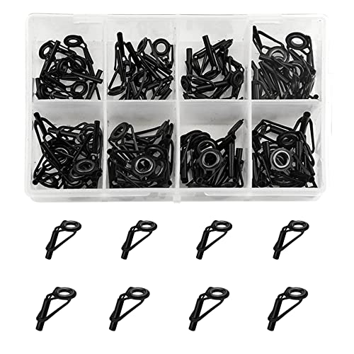 WMYCONGCONG 80 PCS Fishing Rod Tip Repair Kit Fishing Rod Tips Kit Ceramic Rod Guides DIY Set 10 Sizes