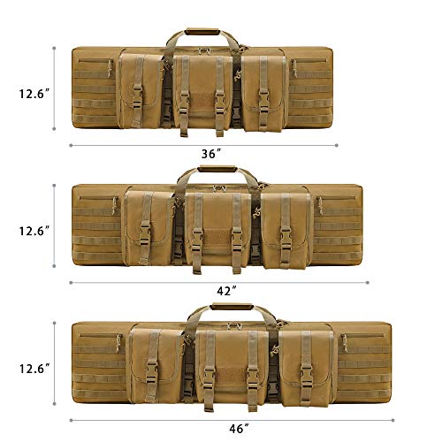 REEBOW GEAR Tactical Double Long Range Bag Outdoor Multifunctional Transportation Case Black/Tan 36/42/46 inches - color: Tan, size: 36 inches