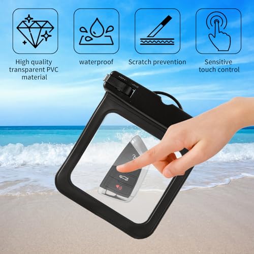 2 Pack Submersible Waterproof Wallet Dry Car Key Fob Case Bag,Swimming Surfing Water Sports Small Waterproof Pouch Holder for Door Ship Card Credit ID Card Driver Fishing License Cash Coins - color: Black&Pink-2PCS