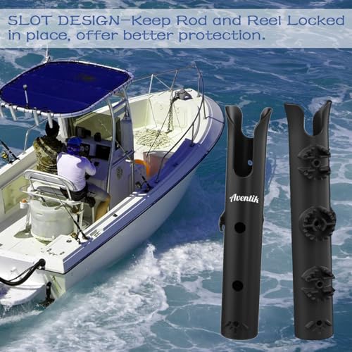 Aventik Tube Fishing Rod Holder Bracket Wall Mounted Boat Side Mount Tool Holder Tube Links with Screws 1/2/3/4/6 Pole Tube Fishing Rod Holders - color: 4-Pole Black
