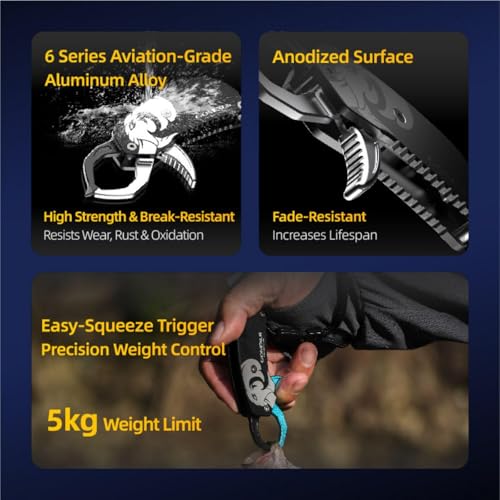 GOMEXUS Fish Lip Gripper, Portable Lightweight Fish Gripper, Aluminium Fish Grabber Tool, Lip Grippers Fishing, Mini Fishing Gripper with Lanyard - color: Purple