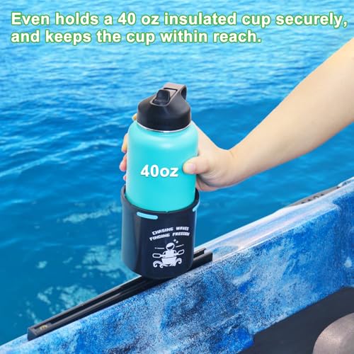 Huntury Kayak Cup Holder with Rubber Tabs, Fishing Tool and Lures Storage, Kayak Water Bottle Holder, Kayak Drink Holder, Tracck Mount Accessories, Track Mount Gear, Pack of 2 - color: Track Mount Only（2 Pack)