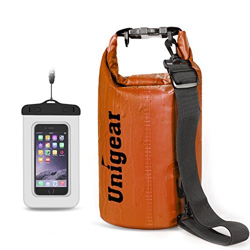 Unigear Dry Bag Waterproof, 2L/5L/10L/20L/30L/40L Floating and Lightweight Bags for Kayaking, Boating, Fishing, Swimming and Camping with Waterproof Phone Case - color: Orange, size: 10L