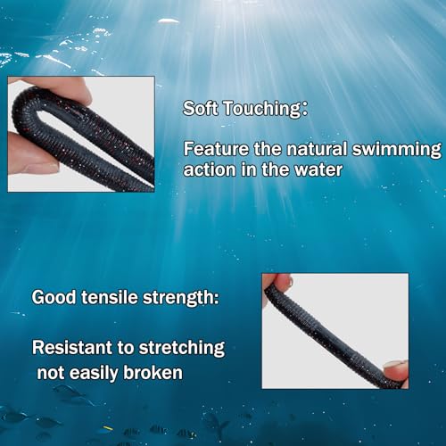 Soft Plastic Worms for Bass Fishing 20pcs FS/RE-09 | Salted ,Soft Plastic ,Fishing Lures ,with Hook Slot ,5.31in ,Saltwater Freshwater ,Bass Baits - color: Color F