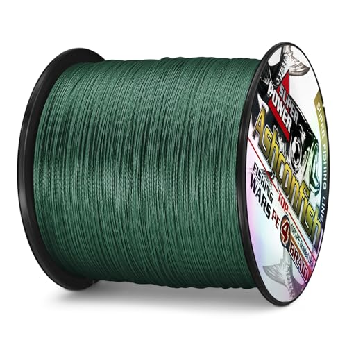 Ashconfish Braided Fishing Line- 4 Strands Super Strong PE Fishing Wire- 6lb to 100lb Test-100M/300M/500M/1000M(109Yards/328Yards/547Yards/1093Yards)-Abrasion Resistant - Zero Stretch-Multiple Colors - color: Moss Green, size: 100LB 0.55MM-109Yards