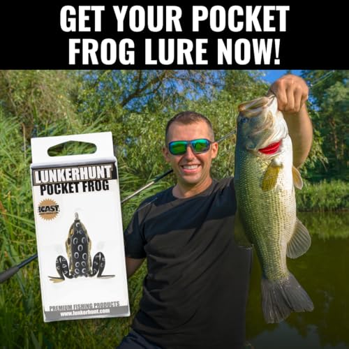 LUNKERHUNT Frog Lure for Bass Fishing | Pocket Frog Fishing Lure 1.75 Inch | Topwater Fishing Lures, Soft Hollow Body, Weedless Hooks for Trout, Pike in Saltwater and Fresh Water - style: Croaker