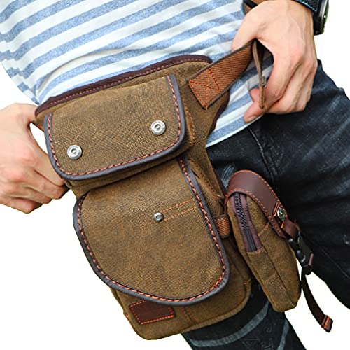 Canvas Drop Leg Bag Outdoor Waist Pack for Men Women Tactical Military Motorcycle Bike Cycling Multi-Pocket Waist Fanny Pouch Travel Hiking Climbing Thigh Bag Pocket Lake Blue - color: #05Lake Blue