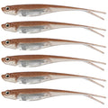Dr.Fish Soft Plastic Baits, Fork Tail Soft Jerkbait Minnow Lures, 3 to 4-3/4 Inches Soft Swimbaits Jerk Shad Baits Crappie Bass Fishing Lures - color: Light Brown, size: 4.75"-5 Pack