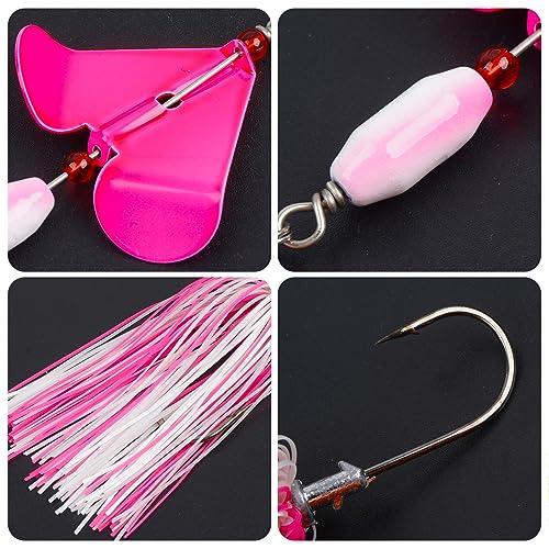 Spinnerbait Fishing Lures Kit, 6pcs Bass Fishing Buzzbait Lures Hard Metal Spinner Baits Swim Jigs for Bass Trout Salmon Pike Freshwater Saltwater - style: B-6pcs