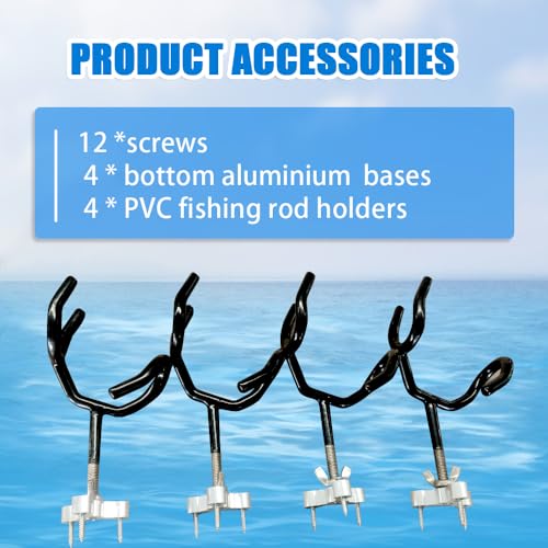 20 Degree Boat Fishing Rod Holder PVC Coated Steel Wire Pole Holders for Boats Anglers - color: Black